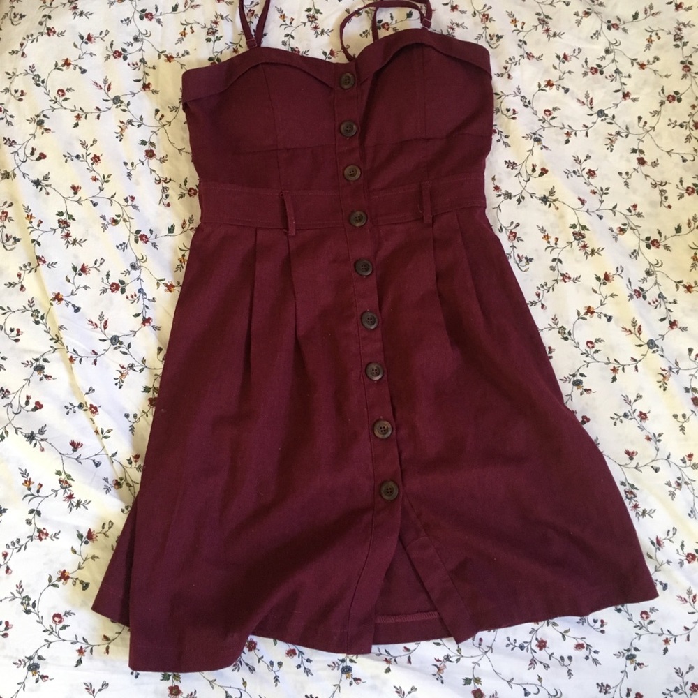 Purple Snow burgundy button down dress
